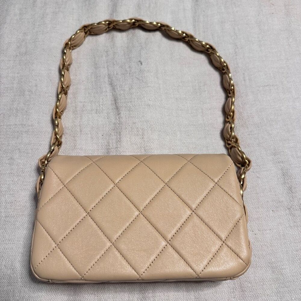 Chanel 24K Small Flap Bag Beige Quilted with CC Strap - Picture 6 of 16